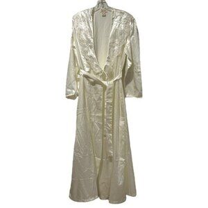 Vintage Ilise Stevens L Robe Full Length Cream Ivory Satin Lace Cottagecore